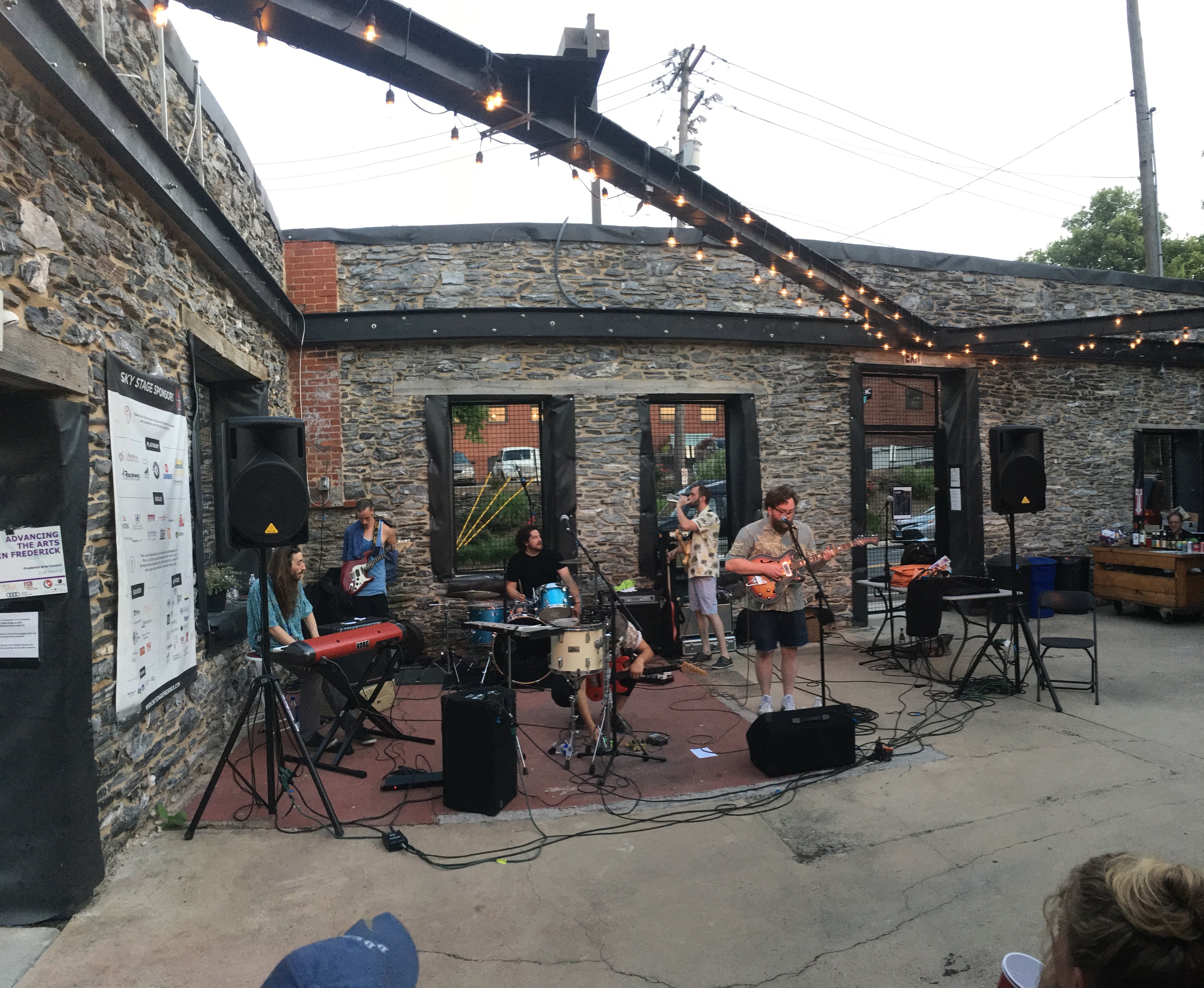 Outdoor band performing at Sky Stage